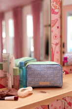 Load image into Gallery viewer, Jadelynn Brooke - Handle Cosmetic Bag - &#39;Stuff&#39; Embroidered (Pistachio/Cream)
