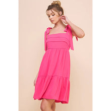 Load image into Gallery viewer, Allie Rose Soft Textured Crepe Tie Strap Dress- Magenta
