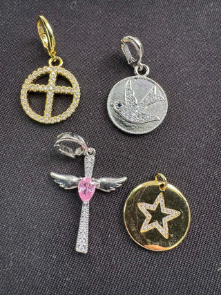 Peace Sign, Cross & Star Charm Pendants