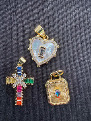 Assorted Multi Colored Crystal Charm Pendants
