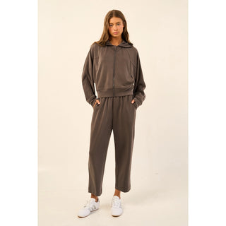 Charcoal Mist Modal Blend Zip-Up Hoodie – Soft Lightweight Layer