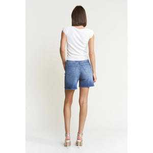 MICA DENIM SUPER HIGH BUTTON UP BERMUDA DARK