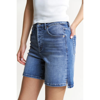 MICA DENIM SUPER HIGH BUTTON UP BERMUDA DARK