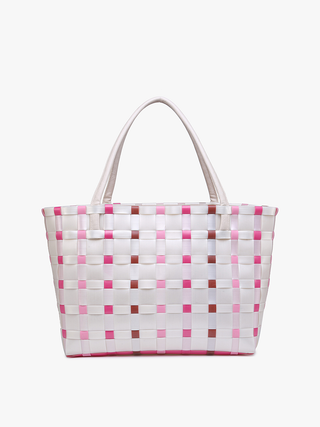 Jen & Co. - M2334 Abigail Basketweave Tote w/Vegan Leather Straps