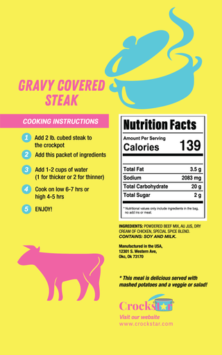 Crockstar Dinner Club - Gravy Covered Steak 