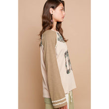 Load image into Gallery viewer, POL Clothing - Plaid Patch “06” Graphic Raglan Top
