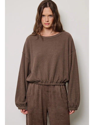 Charlotte Avery - Cinch Waist Sweatshirt - Brown