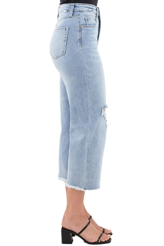 RFM - Chloe High Rise Wide Leg Cropped Frayed Jeans