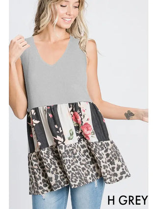 Heimish - Floral and Animal Ruffled Top