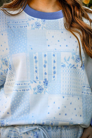 Jess Lea - Printed Terry Skort Set- Blue Patchwork