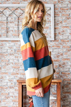 Load image into Gallery viewer, HEIMISH - LONG PUFF SLEEVE ROUND NECK STRIPE TOP
