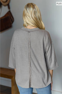 Button Down Two Tone Thermal Top