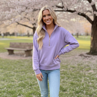 Jady K Half-Zip Pullover - Lilac