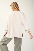 Load image into Gallery viewer, Easel Mineral Wash Terry Floral Peace Sign Pullover
