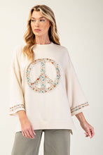 Load image into Gallery viewer, Easel Mineral Wash Terry Floral Peace Sign Pullover
