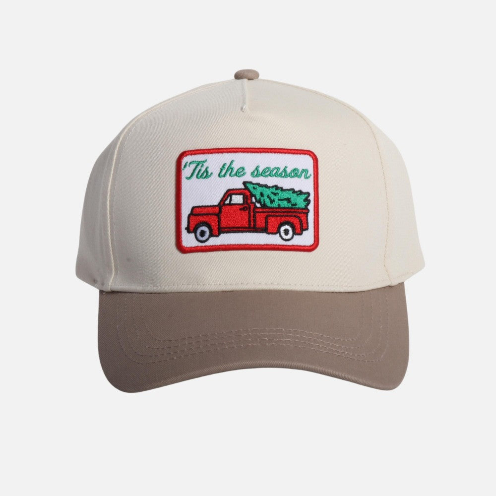“’Tis the Season” Embroidered Patch Two-Tone Baseball Cap – Cotton Snapback