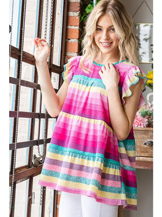 Heimish - Stripe Tiered Top - Pink