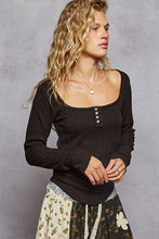 Load image into Gallery viewer, POL Square Neck Solid Placket Detail Cut and Sew Knit Top
