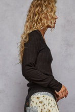 Load image into Gallery viewer, POL Square Neck Solid Placket Detail Cut and Sew Knit Top
