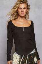 Load image into Gallery viewer, POL Square Neck Solid Placket Detail Cut and Sew Knit Top
