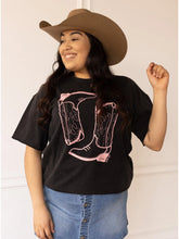 Load image into Gallery viewer, Grace + Emma Pink Western Boots Graphic Tee
