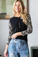 Load image into Gallery viewer, Oli &amp; Hali Lace Sleeve Henley Neck Knit Top | Women’s Long Sleeve
