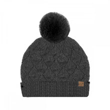 Load image into Gallery viewer, CC Leaf Pattern Faux Fur Pom Beanie – Recycled Blend Winter Hat
