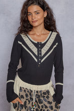 Load image into Gallery viewer, POL Long Sleeve Double Gauze Solid Knit Rib Top
