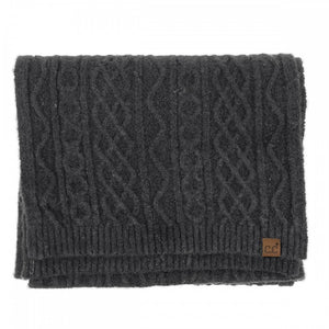 CC Cable Knit Scarf – Soft Winter Knit with Recycled Fibers