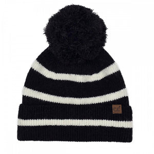 CC Stripe Yarn Pom Beanie – Sustainable Knit Winter Hat