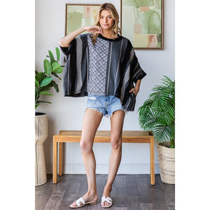 Oli & Hali Washed Vertical Printed Knit Top | Women’s Oversized Boho Tee