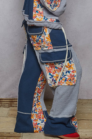 POL Thermal Quilted Detail Floral Knit Pants