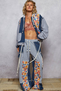 POL Thermal Quilted Detail Floral Knit Pants