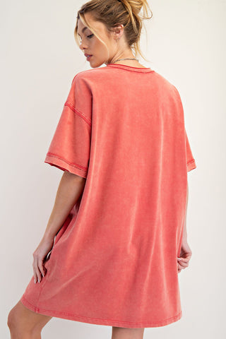 Easel Boho Patch Mineral Wash T-Shirt Dress
