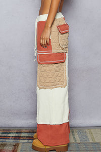 POL Quilted Casual Contrast Solid Knit Pants