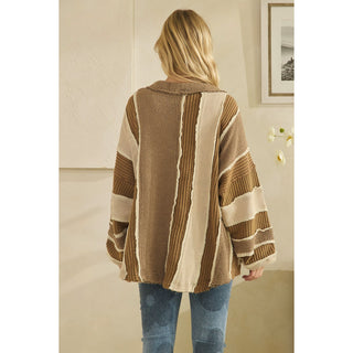 Oli & Hali Washed Colorblock Patchwork Cardigan | Women’s Oversized Knit