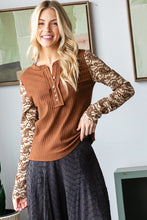 Load image into Gallery viewer, Oli &amp; Hali Lace Sleeve Henley Neck Knit Top | Women’s Long Sleeve
