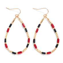 Load image into Gallery viewer, Beaded Teardrop Drop Earrings with Glass Crystal &amp; Metal Tones – 2.25”
