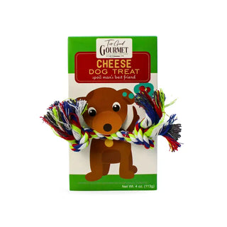Too Good Gourmet Dog Gift Set – Treats With Rope Toy: Peanut Butter & Cheese