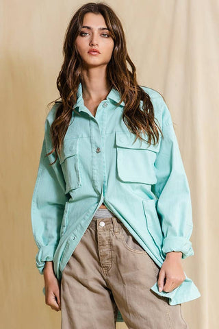 BUCKETLIST - Oversized Cargo Shacket - Mint