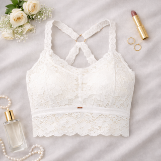 JadyK - Juliette Deluxe Racerback Lace Bralette | White | JadyK
