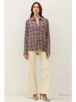 Be Cool - Plaid Flannel Shirt - Plum