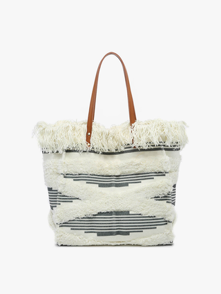 Jen & Co. - Madison Handwoven Fringe Tote – Woven Cotton Bag