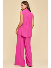 Load image into Gallery viewer, Dear Scarlett Sleeveless Button-Down Tunic Top &amp; pants set – Runway Pink
