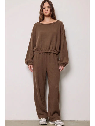 Charlotte Avery - Cinch Waist Sweatshirt - Brown