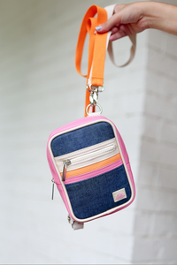 Jadelynn Brooke - Crossbody Purse- Denim Print (Denim/Cream/Pink)