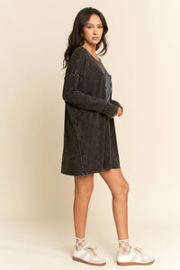 Davi & Dani - THUNDER DENIM BUTTON DETAIL POCKET T SHIRT DRESS