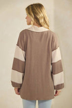 Load image into Gallery viewer, HEIMISH - LONG SLEEVE MANDARIN COLLAR SOLID CONTRAST TOP
