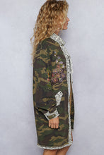 Load image into Gallery viewer, POL Oversized Camo Print Crochet Detail Jacket
