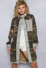 Load image into Gallery viewer, POL Oversized Camo Print Crochet Detail Jacket
